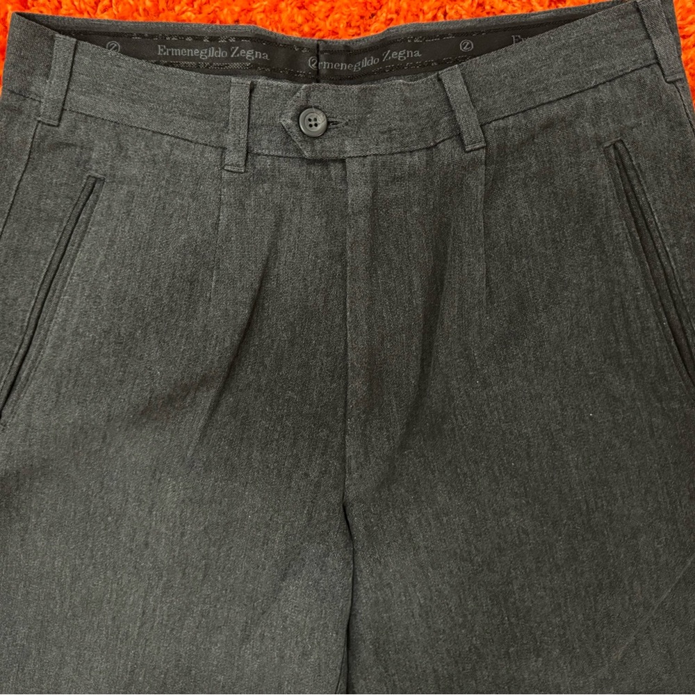 HIGH-END ERMENEGILDO ZEGNA ITALY GRAY THICK COTTON FLAT FRONT PANTS EU50 33x30.5